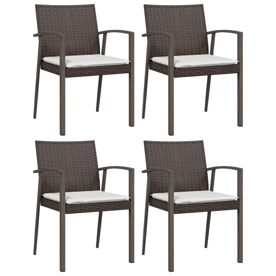 Ensemble à manger de jardin 5 pcs coussins résine tressée acier - 4