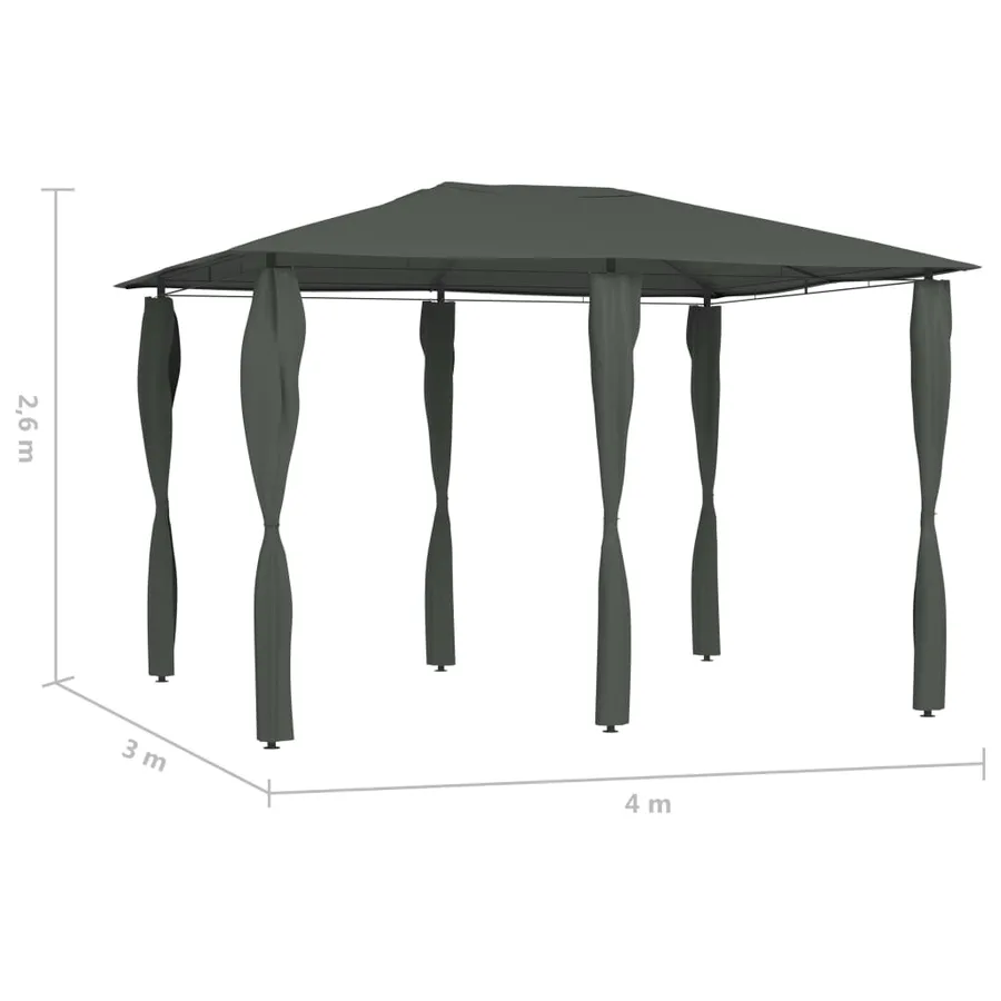 Belvédère à revêtement de poteaux 3x4x2,6 m Anthracite 160 g/m² - 4