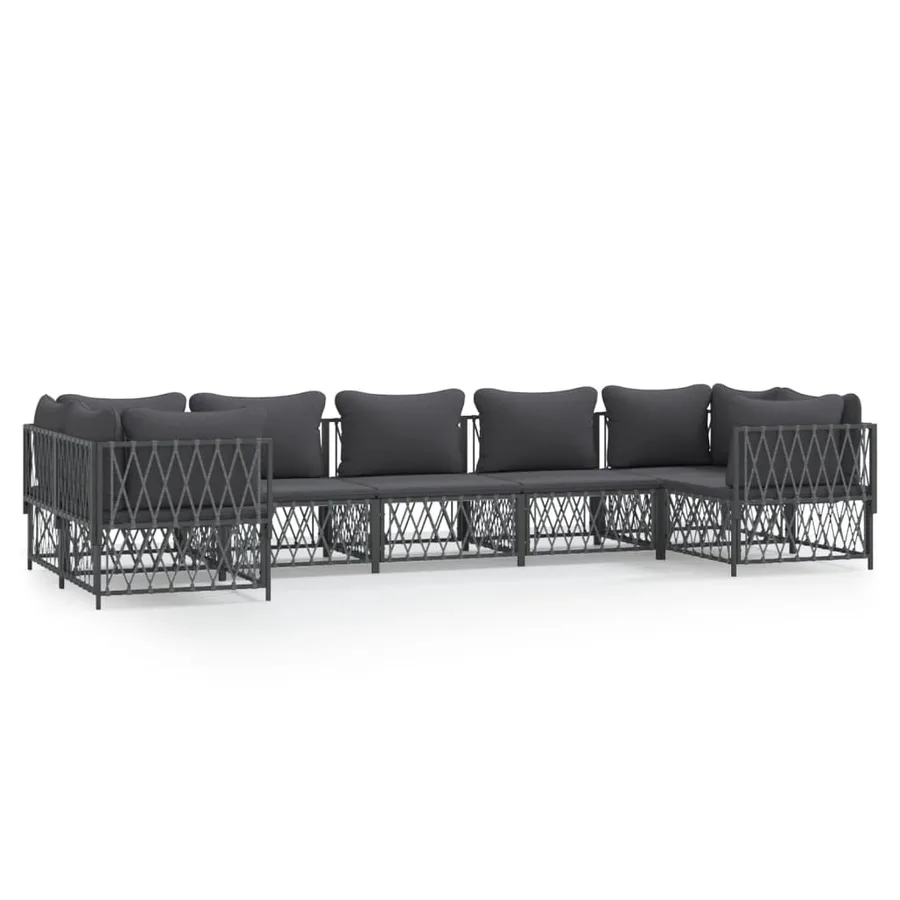 Salon de jardin 7 pcs avec coussins anthracite acier - 2