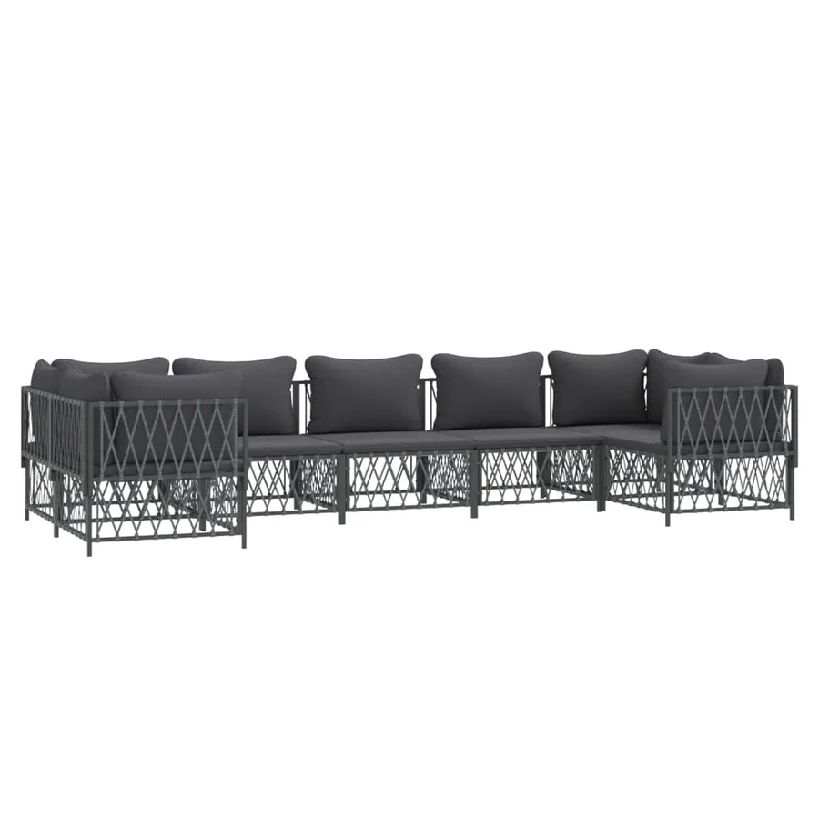 Salon de jardin 7 pcs avec coussins anthracite acier - 3