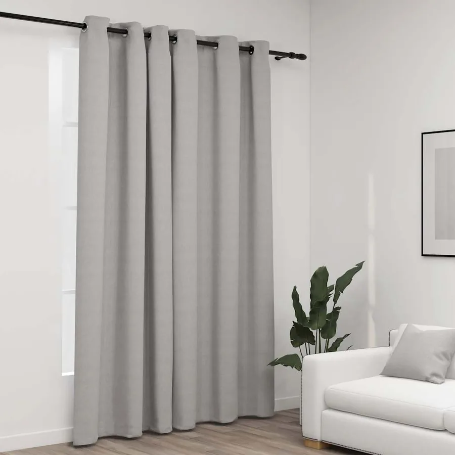 Rideau occultant Aspect de lin avec œillets Gris 290x245 cm