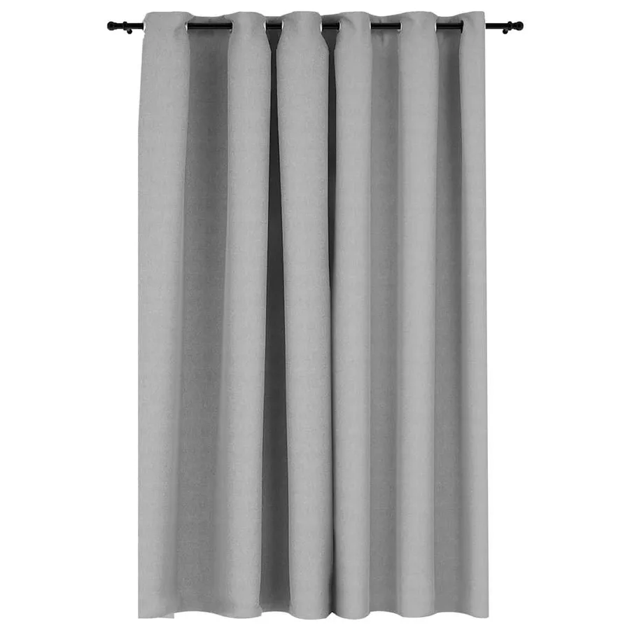 Rideau occultant Aspect de lin avec œillets Gris 290x245 cm - 2
