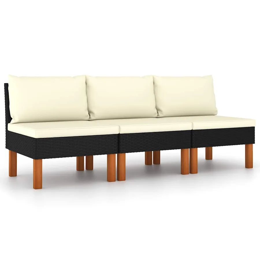 Canapés centraux 3 pcs Résine tressée et bois d'eucalyptus - 2