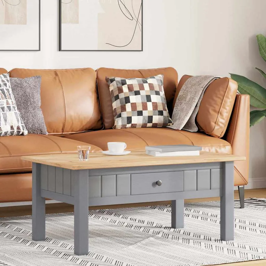 Table basse Gris 100x60x43,5 cm Pin massif Assortiment Panama