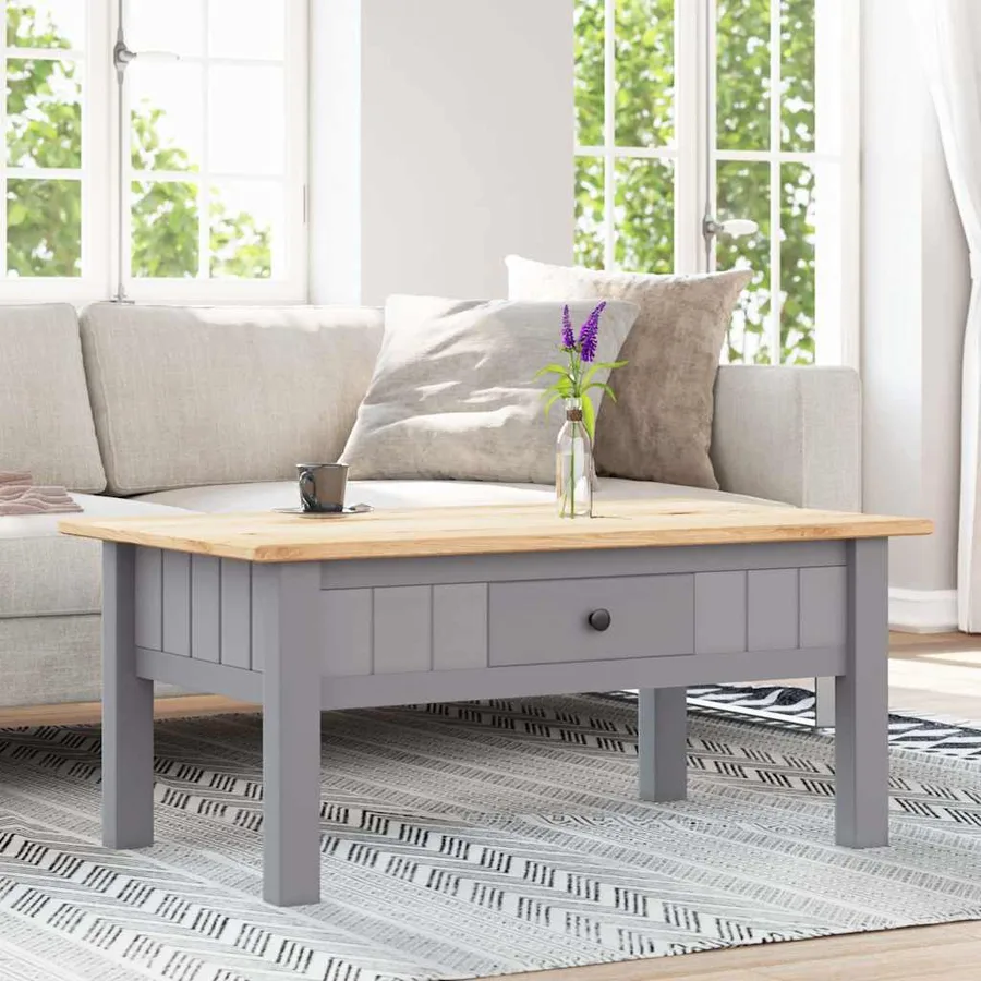 Table basse Gris 100x60x43,5 cm Pin massif Assortiment Panama - 3