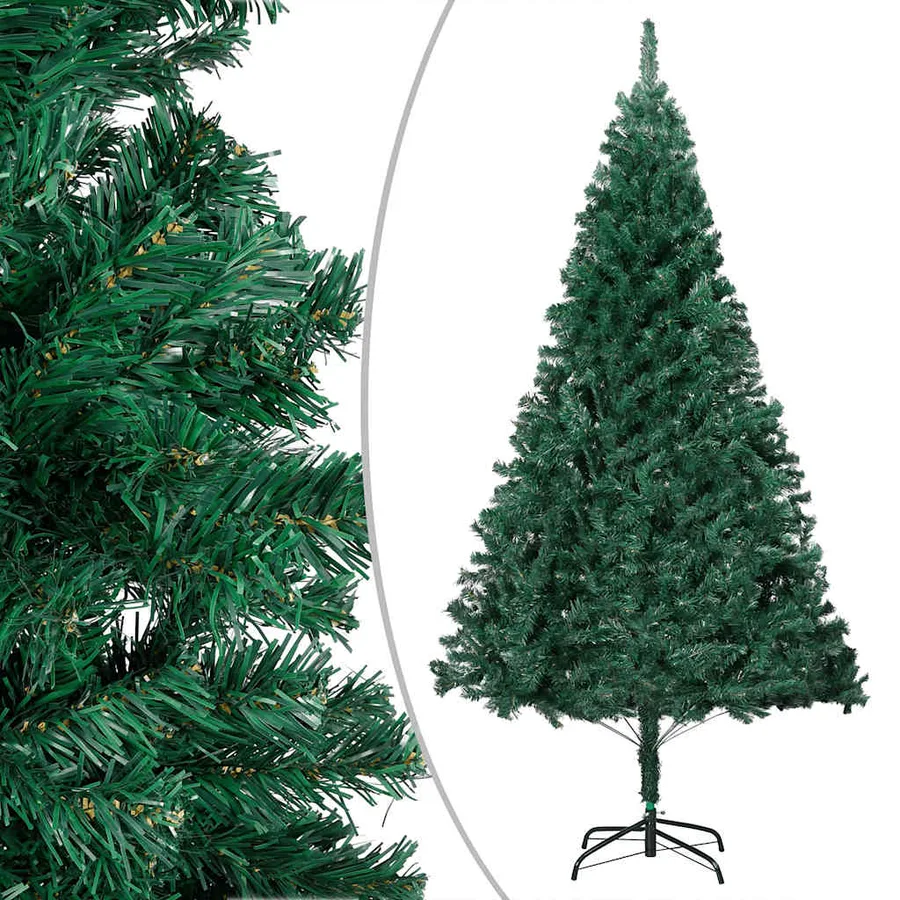Arbre de Noël artificiel pré-éclairé et boules vert 150 cm PVC - 2