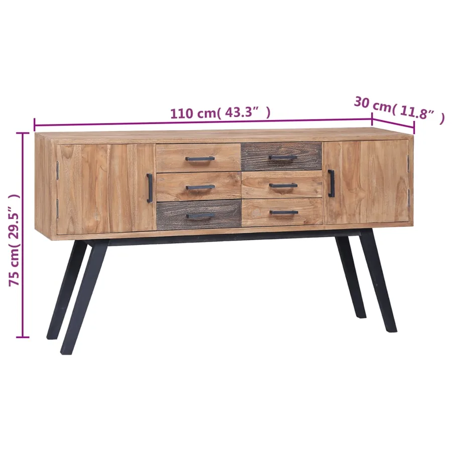 Armoire latérale 110x30x75 cm Teck solide - 9