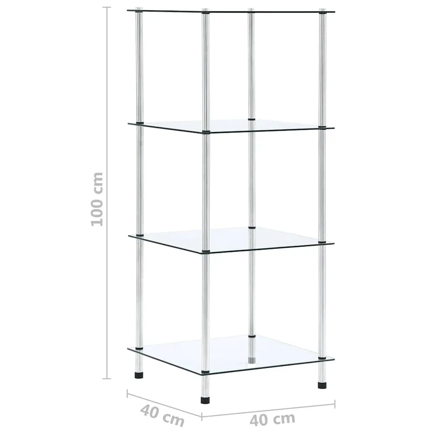 Étagère 4 niveaux Transparent 40x40x100 cm Verre trempé - 5