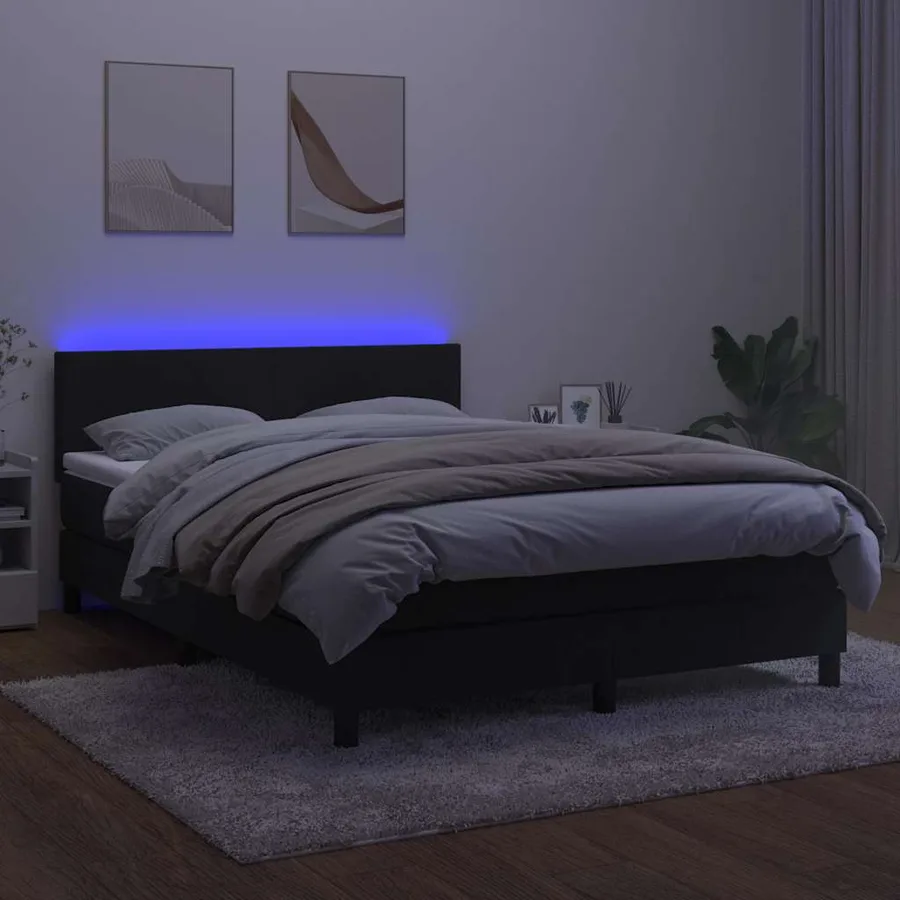 Sommier à lattes de lit avec matelas LED Noir 140x200cm Velours - 4