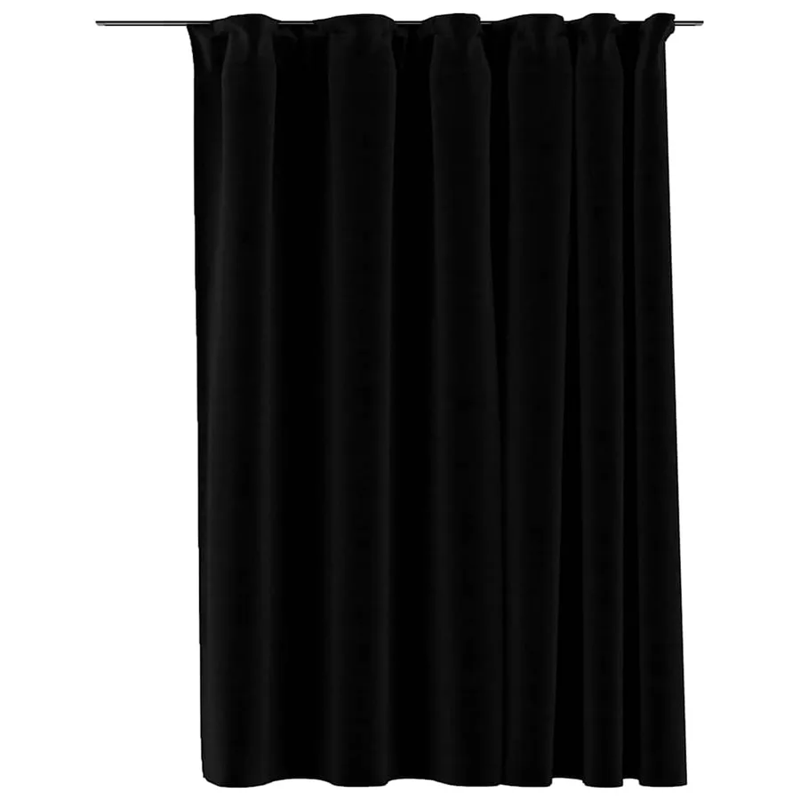 Rideau occultant d'aspect de lin avec crochets Noir 290x245 cm - 2