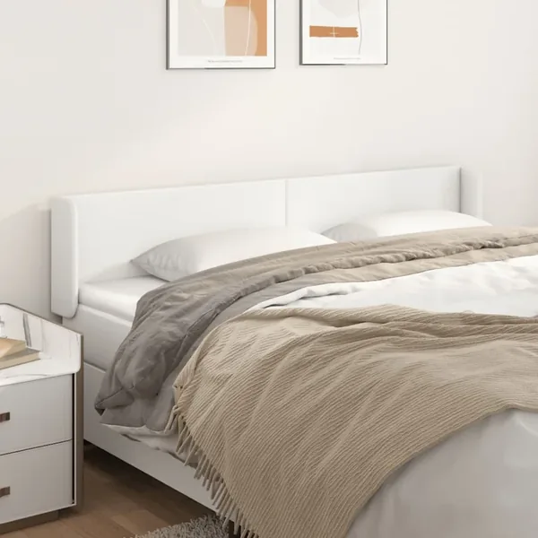 Tête de lit avec oreilles Blanc 203x16x78/88 cm Similicuir