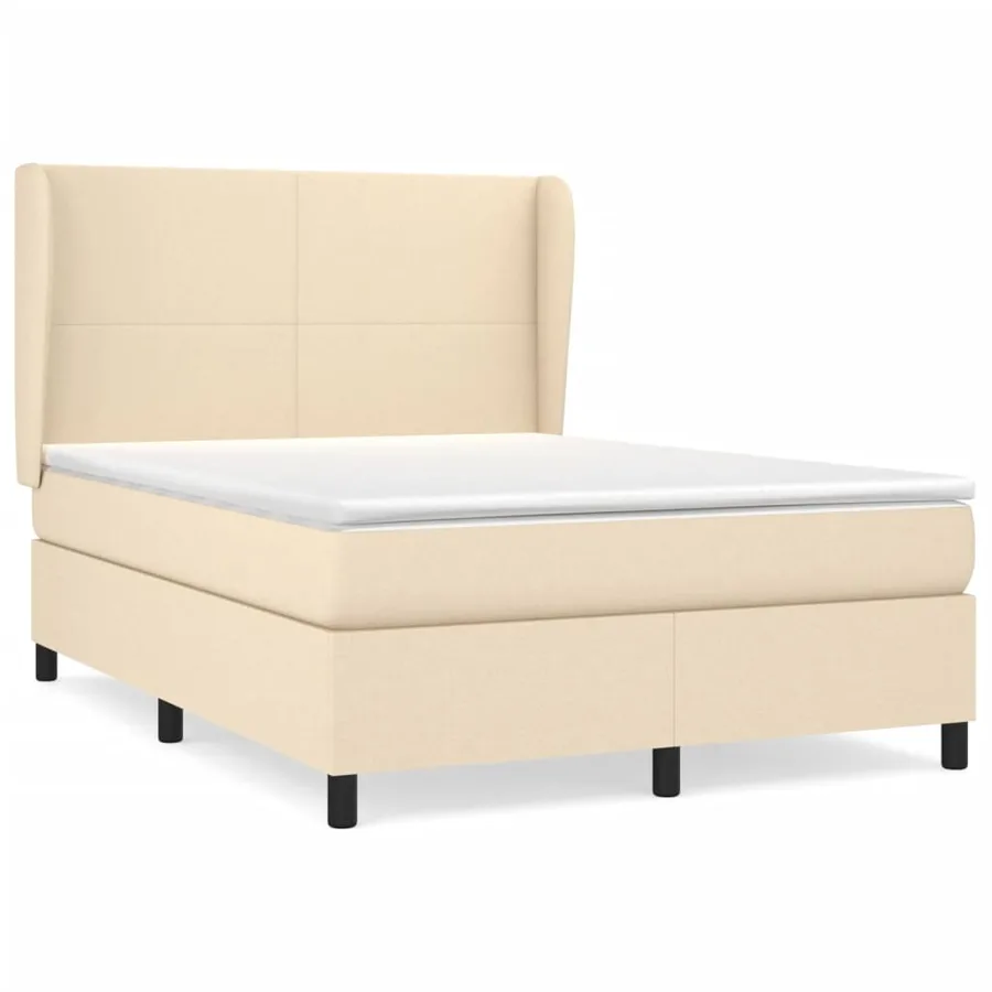 Sommier à lattes de lit avec matelas Crème 140x200 cm Tissu - 2