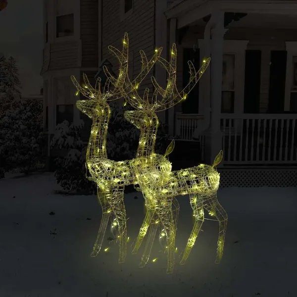 Décorations de Noël de renne Acrylique 2 pcs 128 cm Blanc chaud