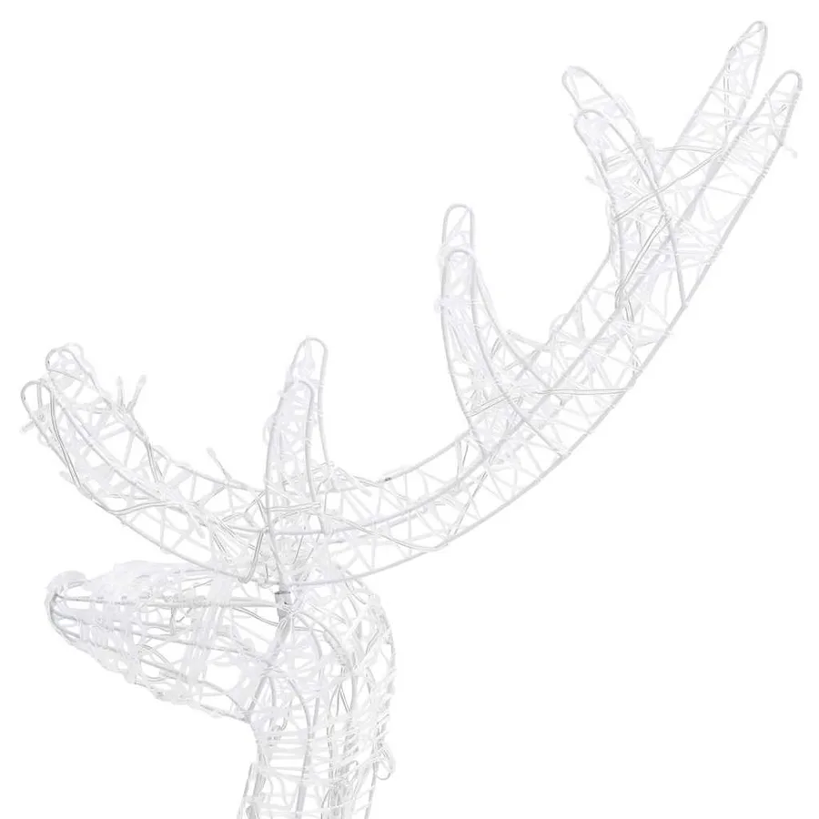 Décorations de Noël de renne Acrylique 2 pcs 128 cm Blanc chaud - 5