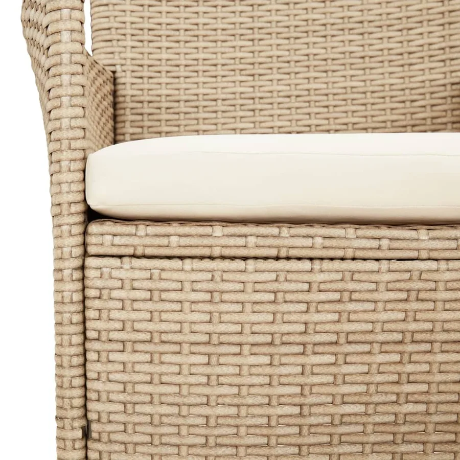 Ensemble à manger de jardin et coussins 9 pcs beige Poly rotin - 6