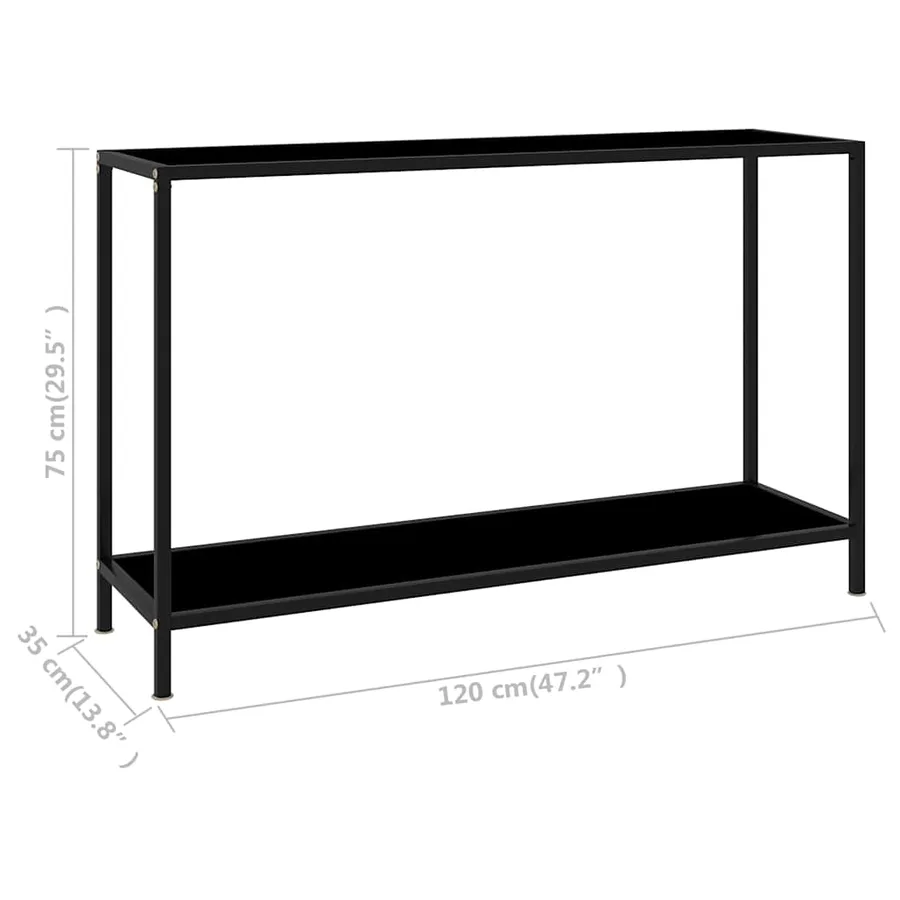 Table console Noir 120x35x75 cm Verre trempé - 6