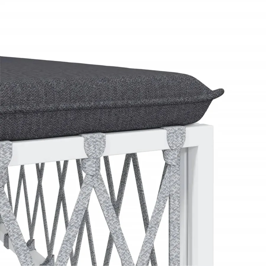 Salon de jardin avec coussins 5 pcs blanc acier - 6