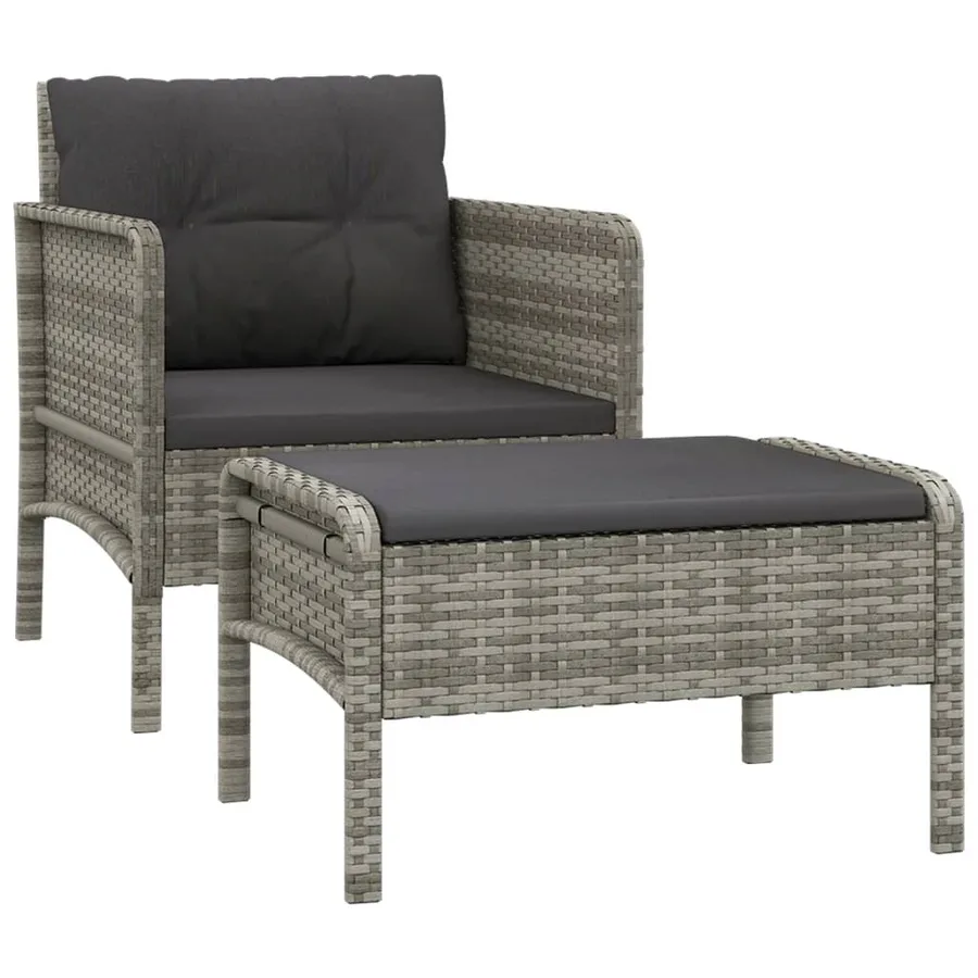 Salon de jardin 2 pcs avec coussins Gris Résine tressée - 2