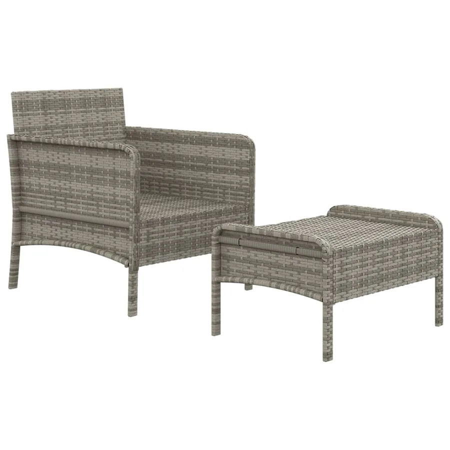 Salon de jardin 2 pcs avec coussins Gris Résine tressée - 4