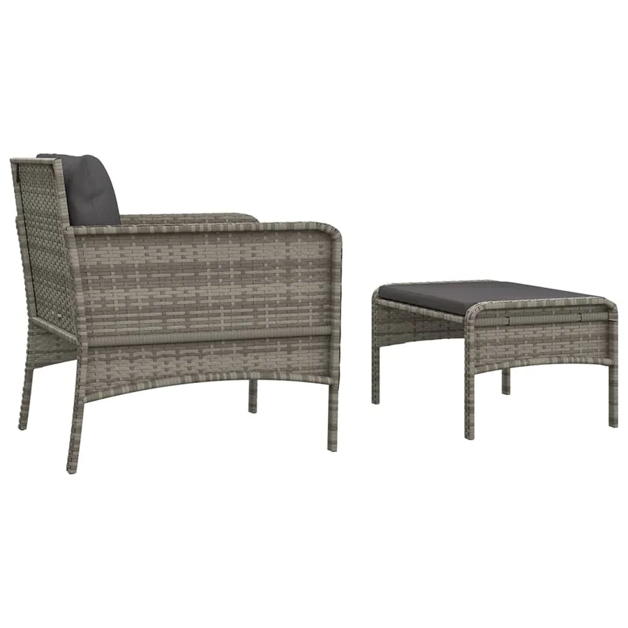 Salon de jardin 2 pcs avec coussins Gris Résine tressée - 5