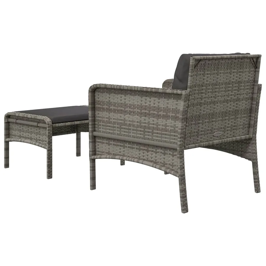 Salon de jardin 2 pcs avec coussins Gris Résine tressée - 6
