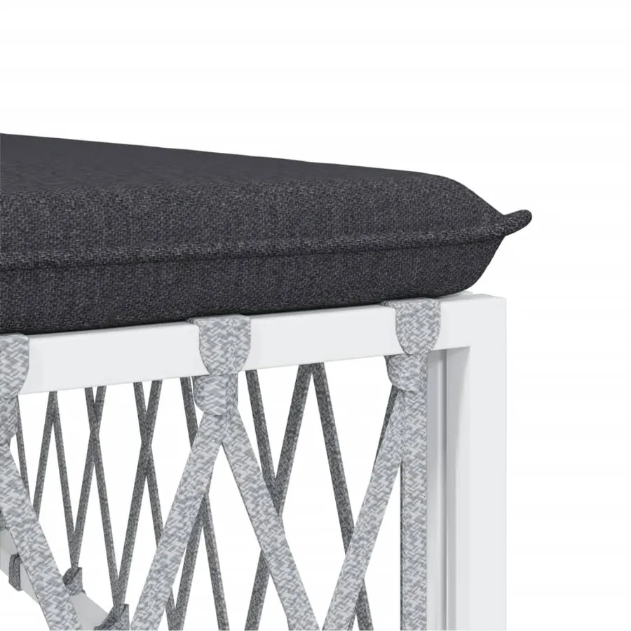 Salon de jardin 7 pcs avec coussins blanc acier - 8