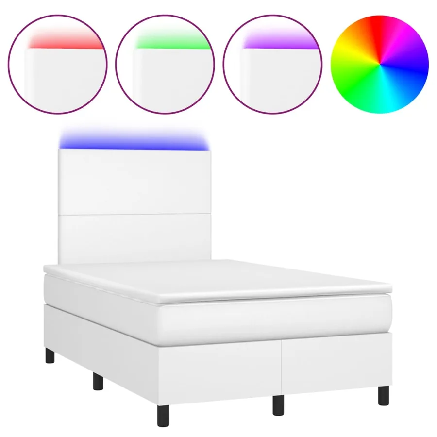 Sommier à lattes de lit avec matelas et LED Blanc 120x200 cm - 2