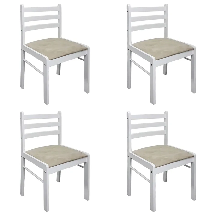Chaises à manger lot de 4 blanc hévéa solide et velours - 2