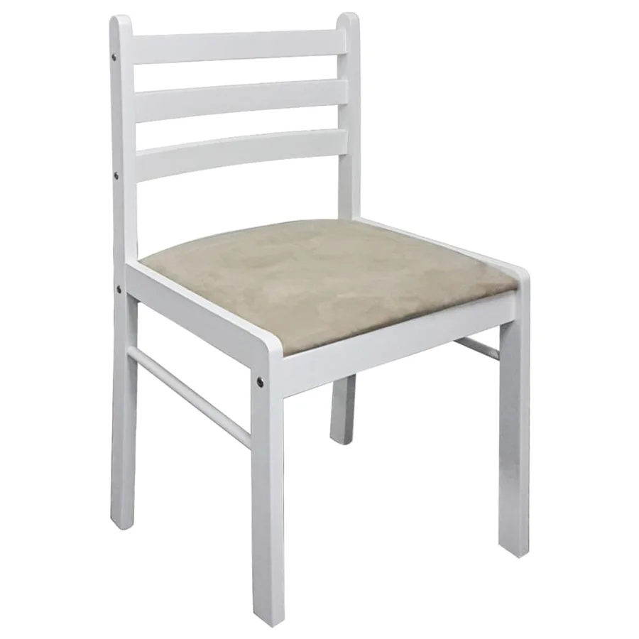 Chaises à manger lot de 4 blanc hévéa solide et velours - 4