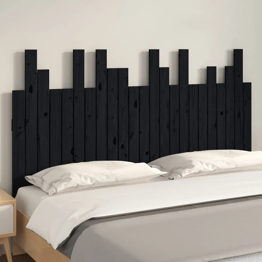 Tête de lit murale Noir 146,5x3x80 cm Bois massif de pin - 3
