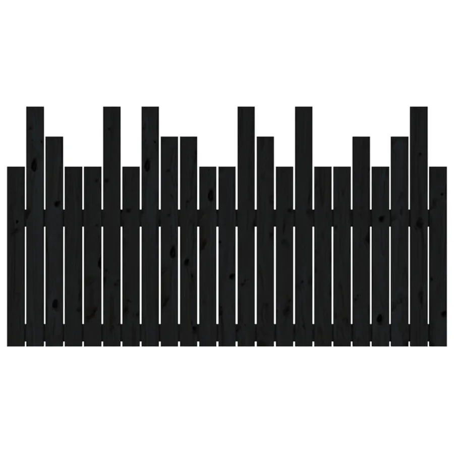 Tête de lit murale Noir 146,5x3x80 cm Bois massif de pin - 5