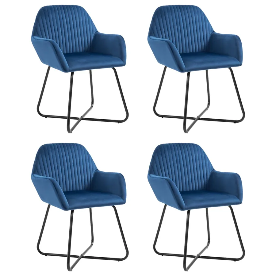 Chaises à manger lot de 4 Bleu Velours