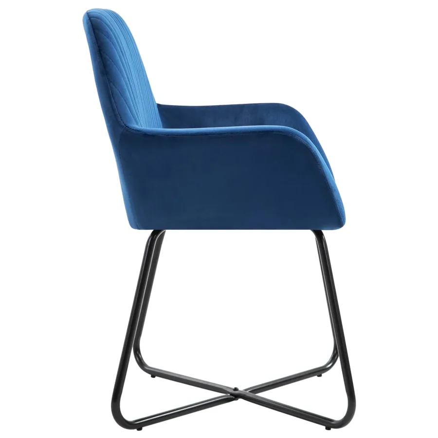 Chaises à manger lot de 4 Bleu Velours - 4