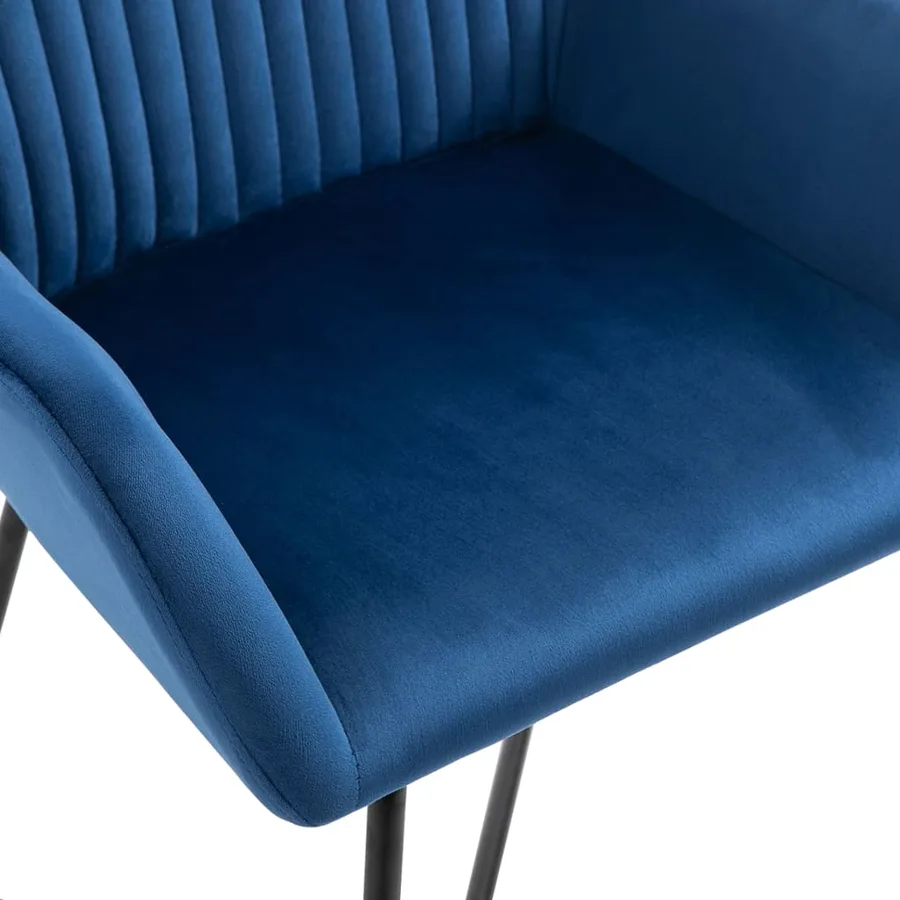 Chaises à manger lot de 4 Bleu Velours - 6