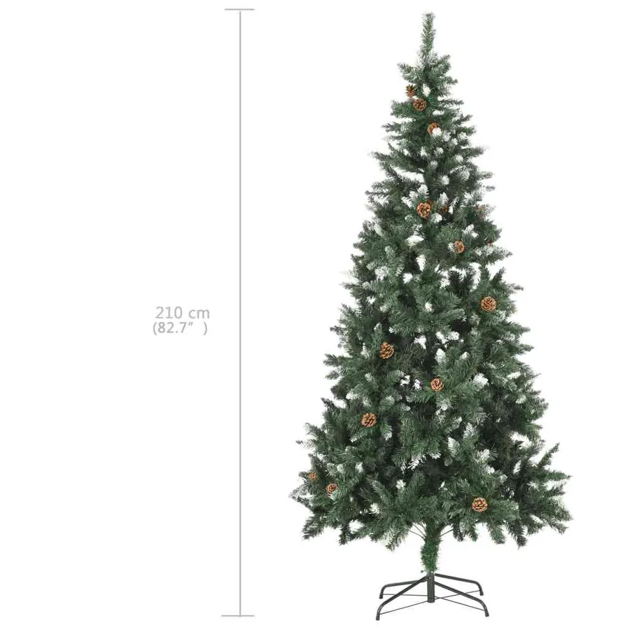 Arbre de Noël artificiel pré-éclairé/boules pommes de pin 210cm - 12