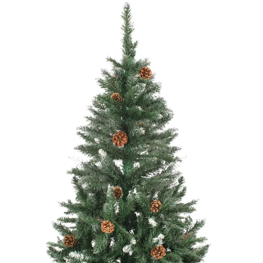 Sapin de Noël avec pommes de pin et paillettes blanches 210 cm - 3