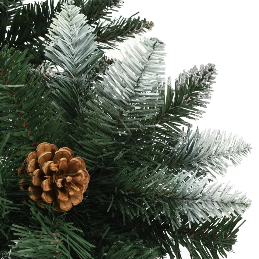 Sapin de Noël avec pommes de pin et paillettes blanches 210 cm - 4