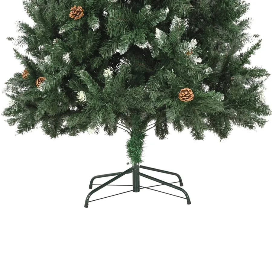 Sapin de Noël avec pommes de pin et paillettes blanches 210 cm - 6