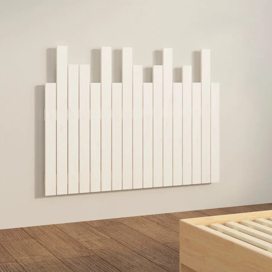 Tête de lit murale Blanc 108x3x80 cm Bois massif de pin - 4