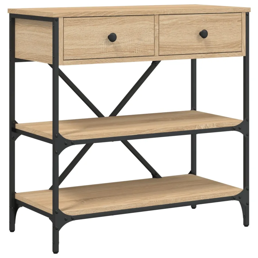 Table console chêne sonoma 75x34,5x75 cm bois d'ingénierie - 2