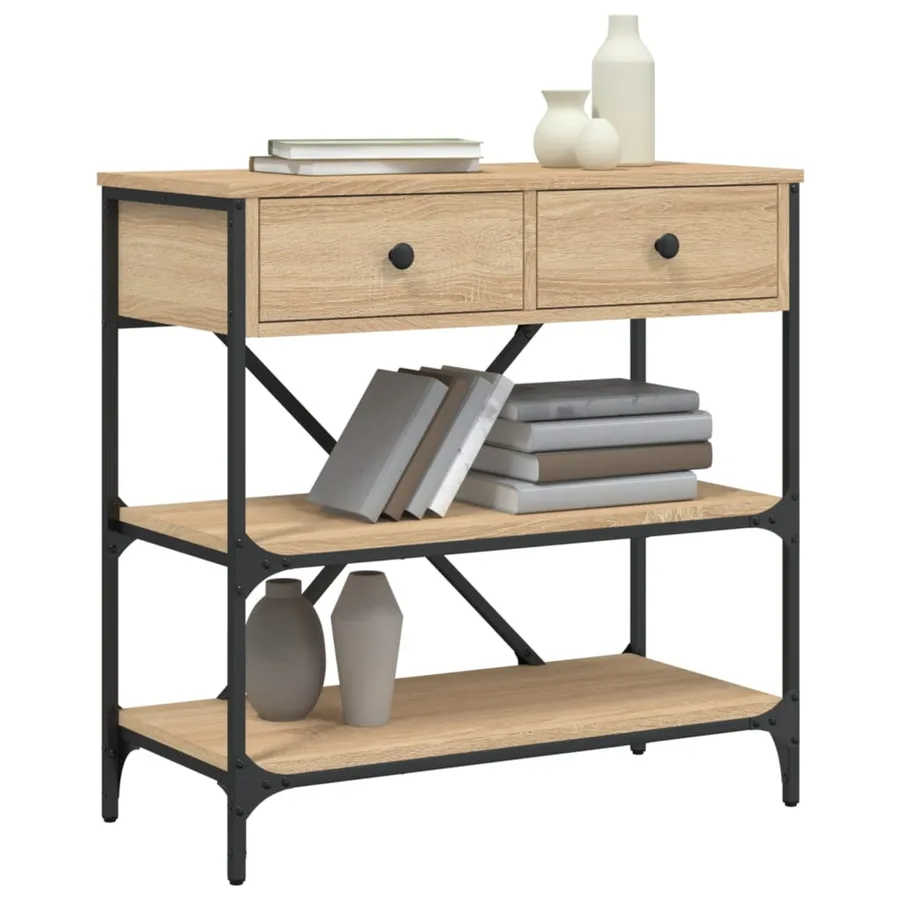 Table console chêne sonoma 75x34,5x75 cm bois d'ingénierie - 3