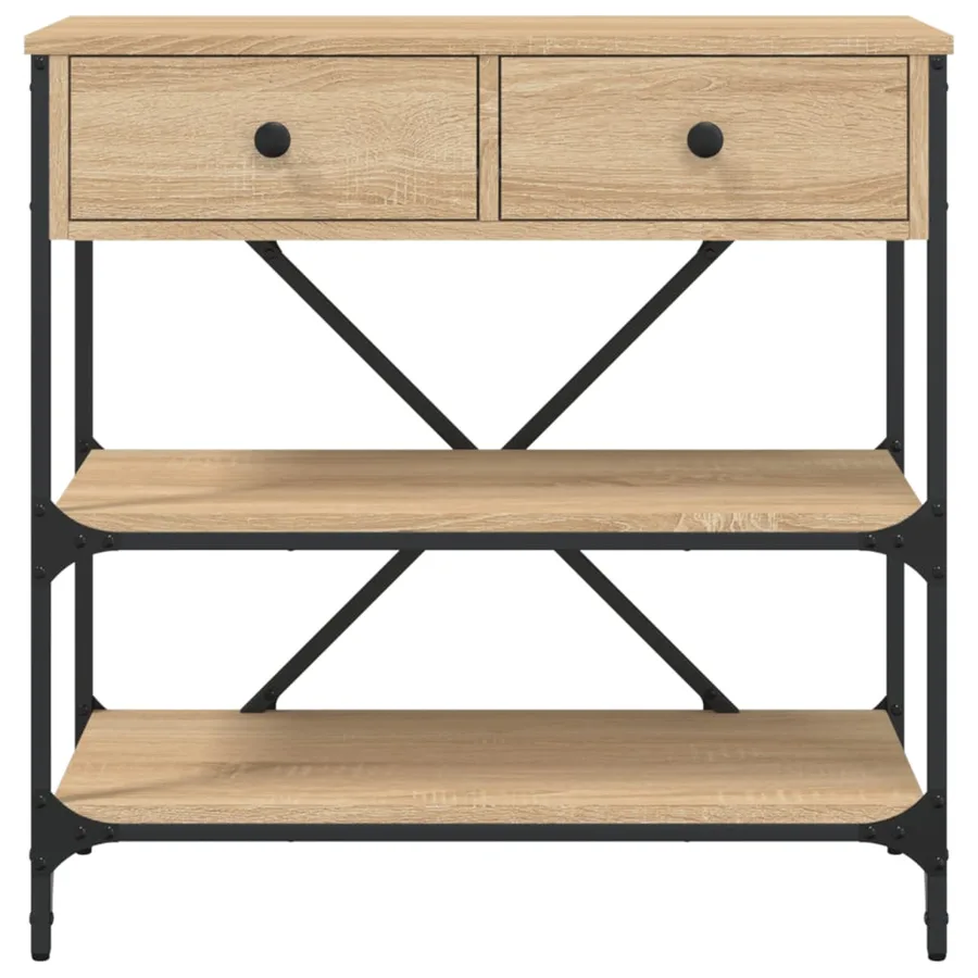 Table console chêne sonoma 75x34,5x75 cm bois d'ingénierie - 5