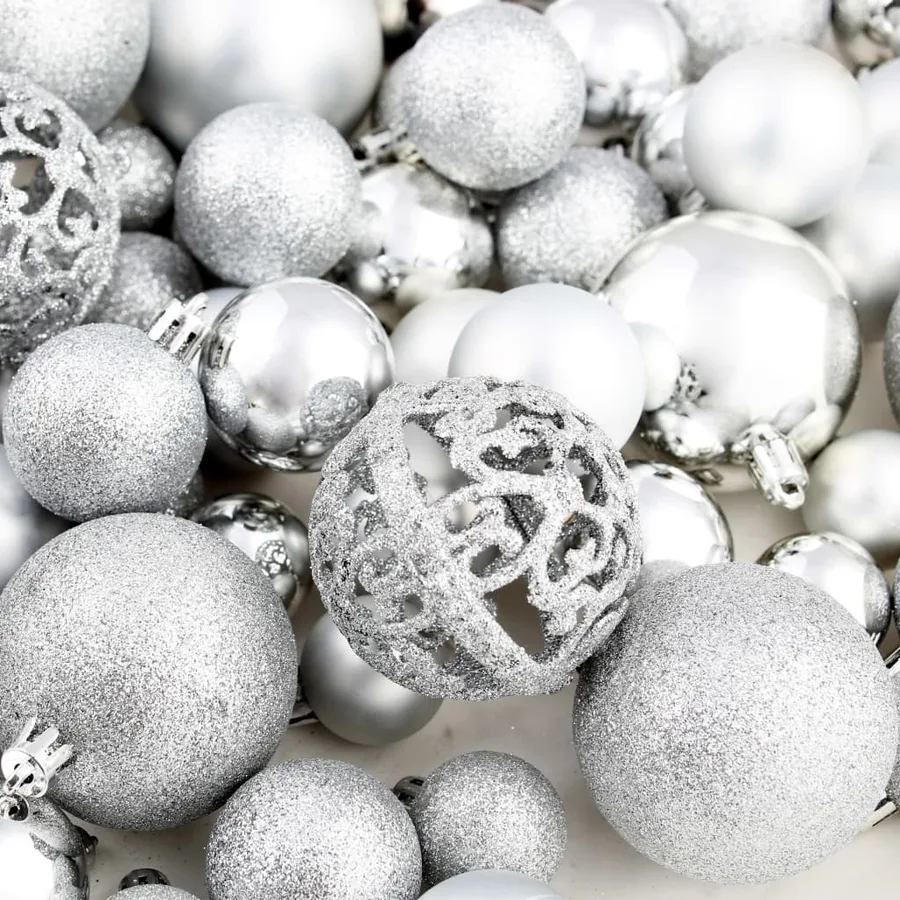 Ensemble de boules de Noël 100 pcs 3/4/6 cm Argenté - 11