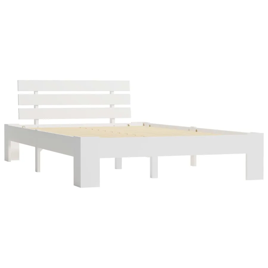 Cadre de lit sans matelas blanc 140x200 cm bois de pin massif - 2