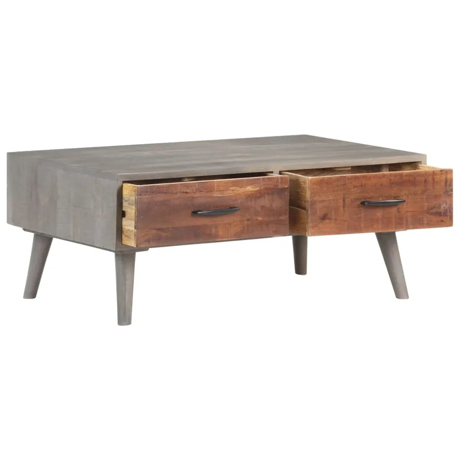 Table basse Gris 100x60x40 cm Bois massif de manguier brut - 2
