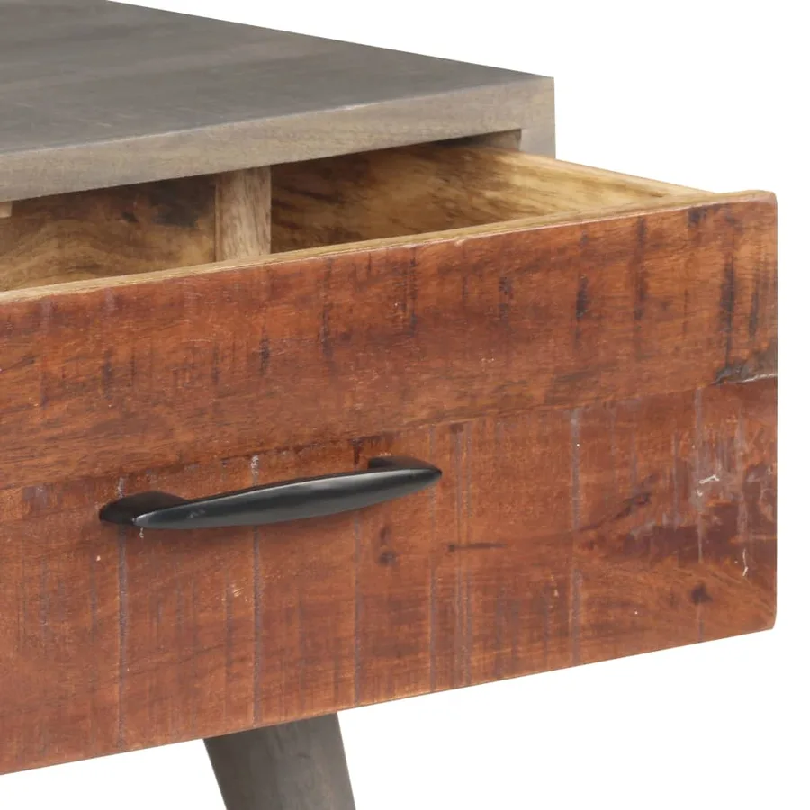 Table basse Gris 100x60x40 cm Bois massif de manguier brut - 5