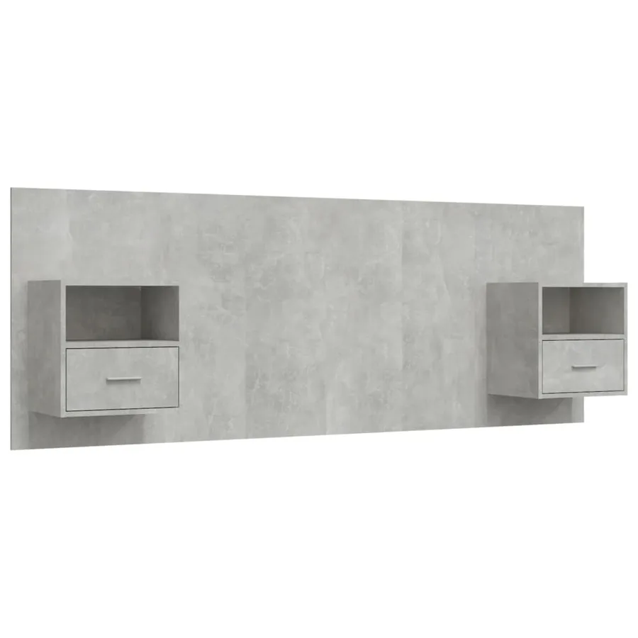 Tête de lit avec armoires Gris béton Bois d'ingénierie - 2