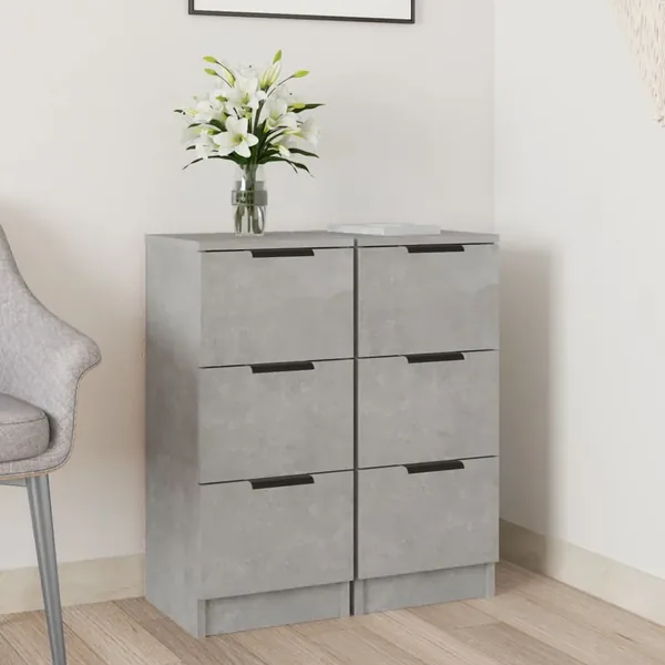 Buffets 2 pcs Gris béton 30x30x70 cm Bois d'ingénierie
