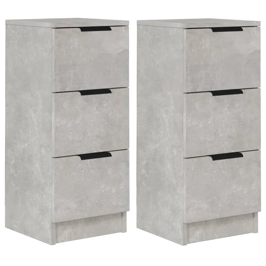 Buffets 2 pcs Gris béton 30x30x70 cm Bois d'ingénierie - 2