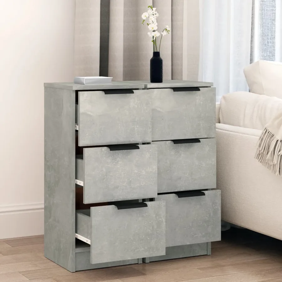 Buffets 2 pcs Gris béton 30x30x70 cm Bois d'ingénierie - 3